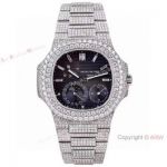 Iced Out Patek Philippe Nautilus Moon Phase Power Reserve 5712 Watch Swiss Grade Watch